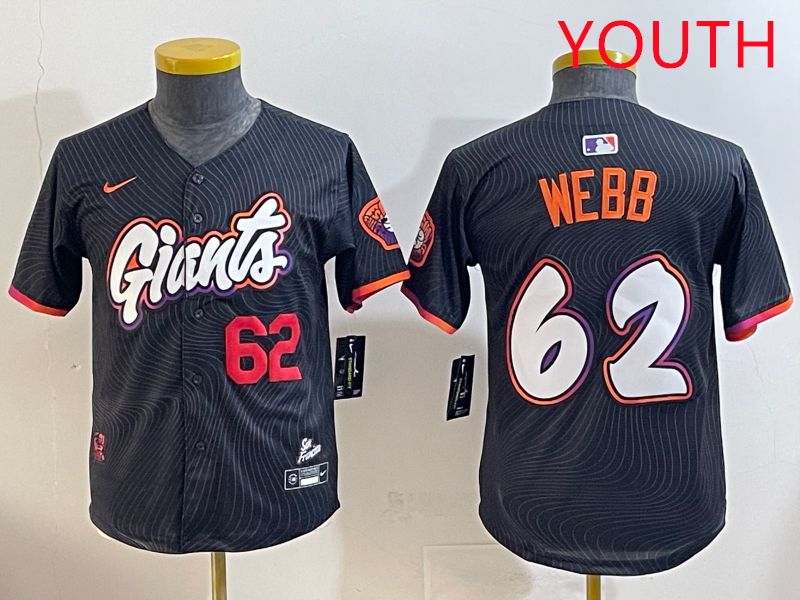 Youth San Francisco Giants #62 Webb Black Joint Name 2025 Nike MLB Jersey style 2